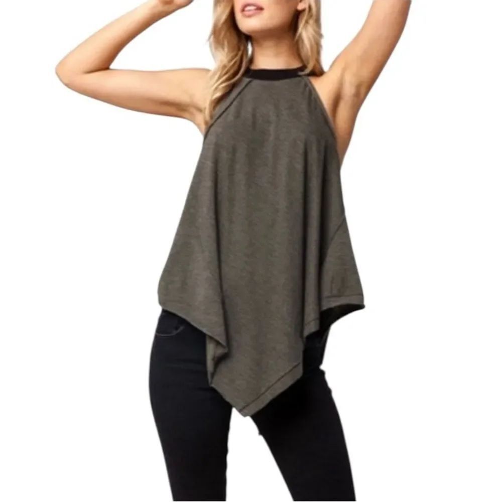 We the Free knit halter top in gray green with black trim size xsmall